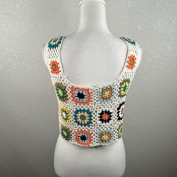Aster Crochet Boho Y2K 90s Cropped Tank Top Size Medium - Picture 4 of 6